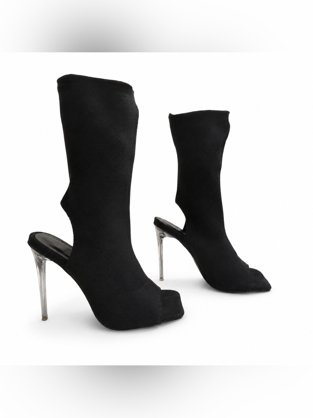 Sexy Sock Stilettos With Clear Heel